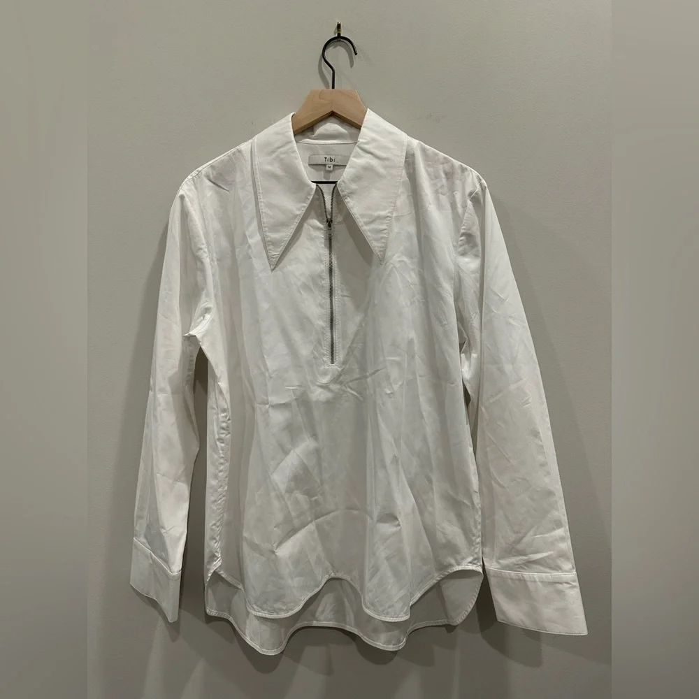 NEW Tibi Front Zip Tech Poplin Shirt (size M) - Picture 7 of 10